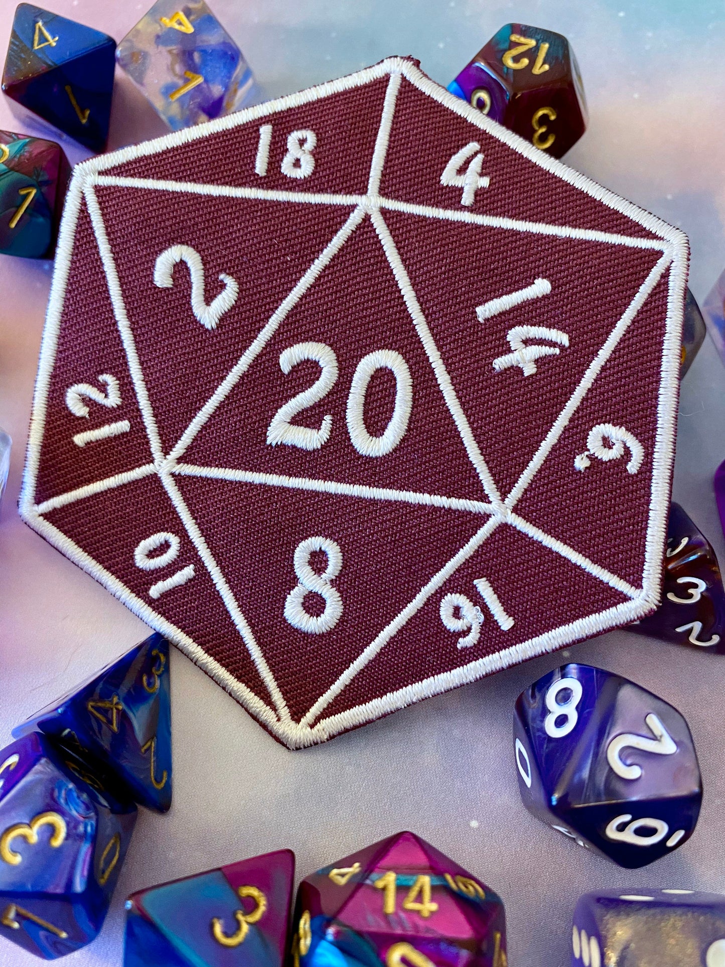 D20 Iron On Patch Tabletop Gaming Patch Gift for Gamers