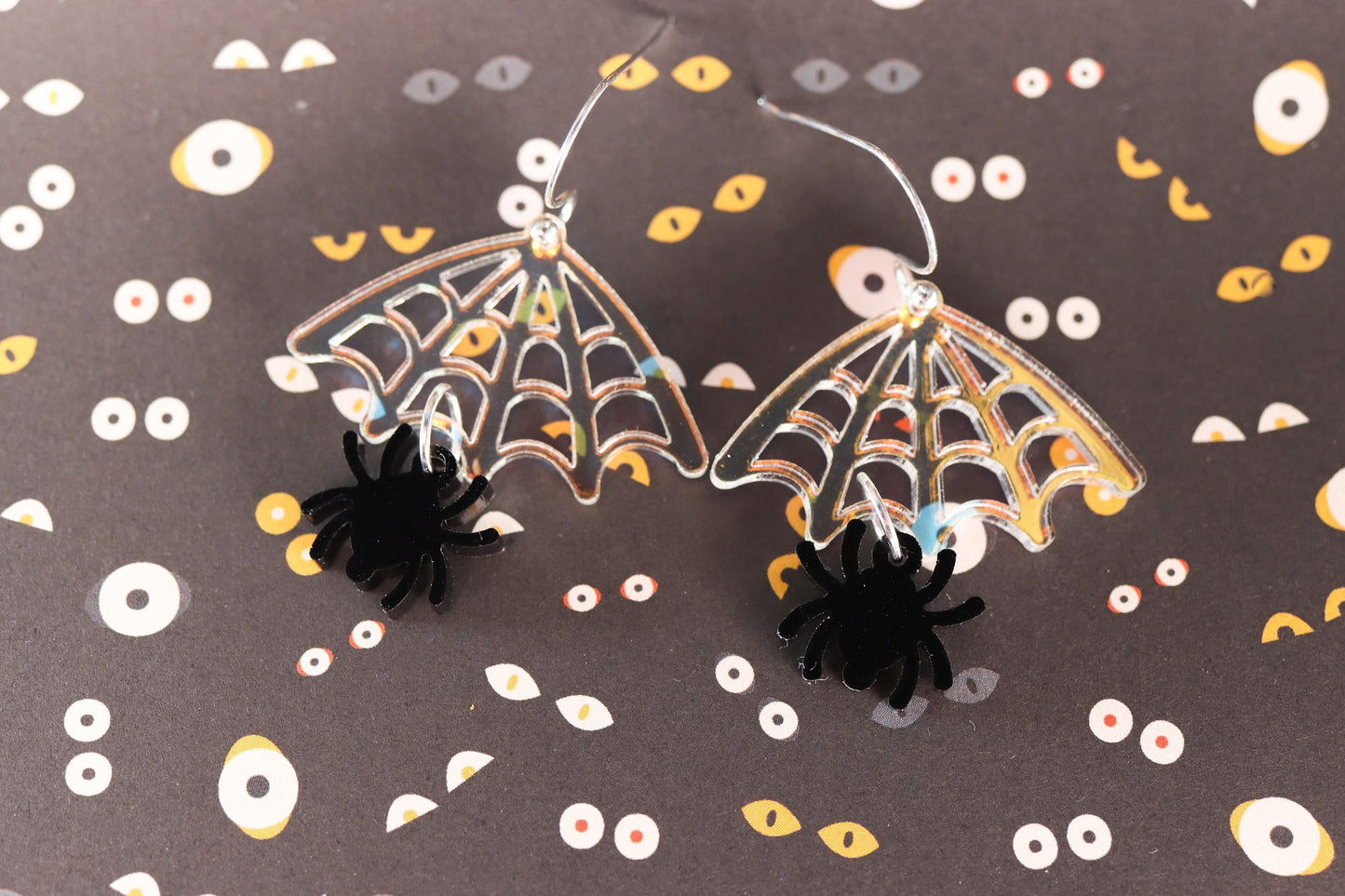 Cobweb and Spider Acrylic Earrings