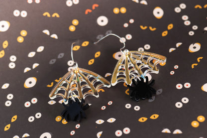 Cobweb and Spider Acrylic Earrings