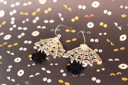 Cobweb and Spider Acrylic Earrings