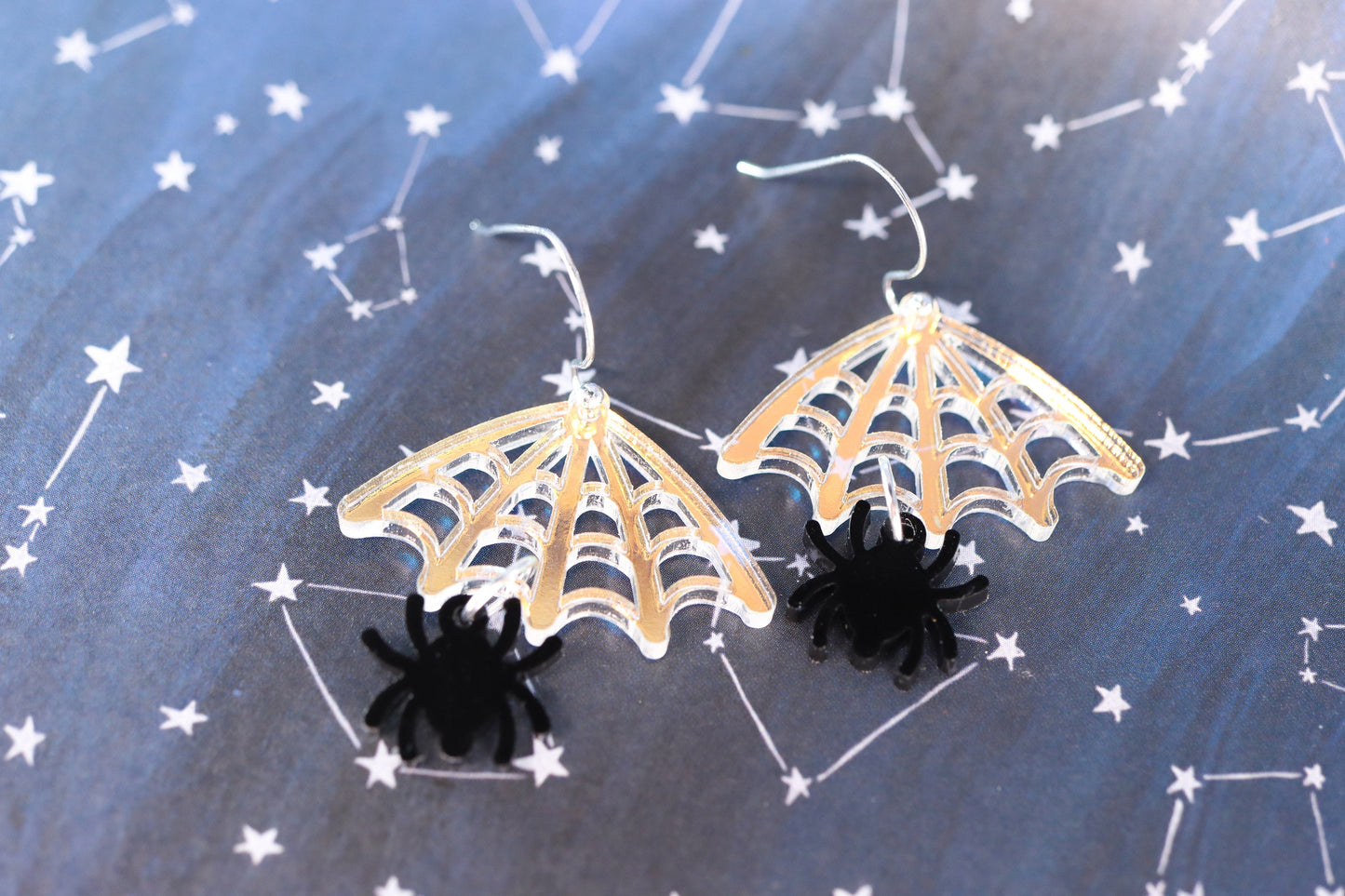 Cobweb and Spider Acrylic Earrings