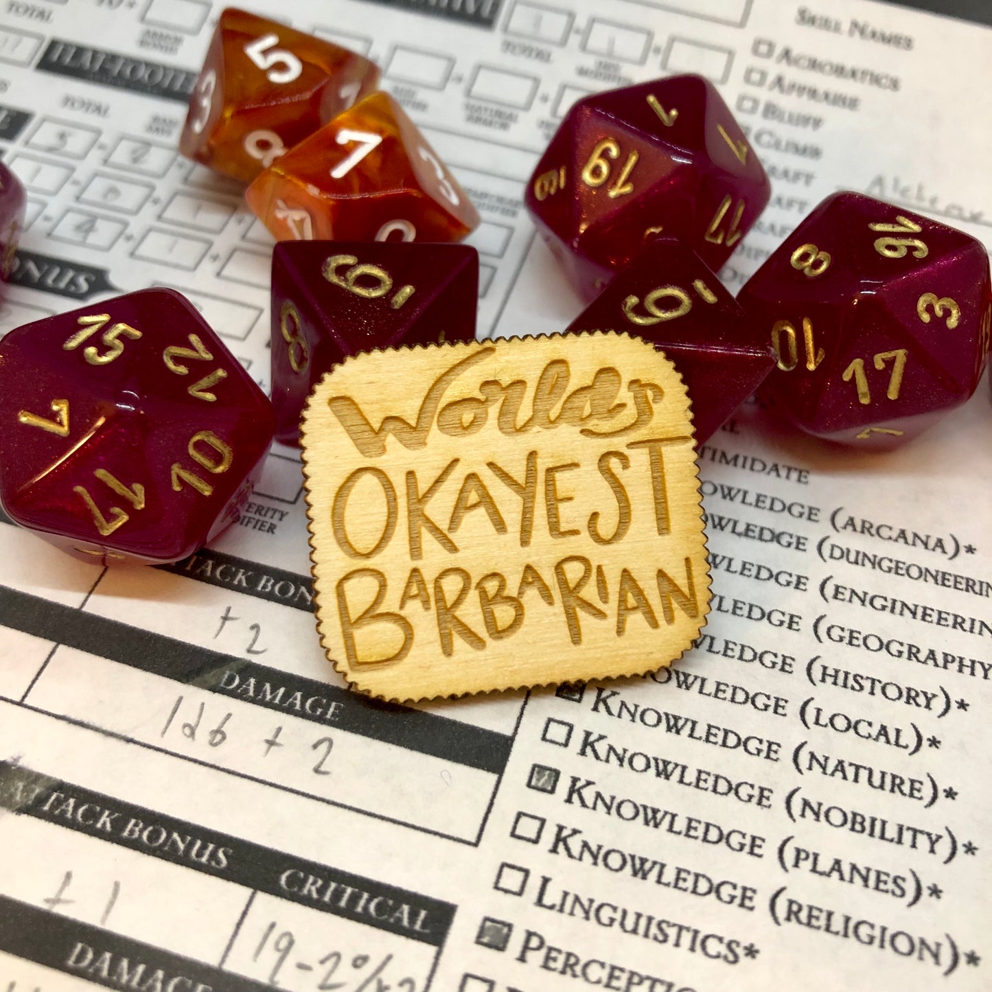 D&D Pin World's Okayest Barbarian Pin